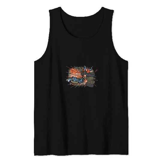 Funny Biker Wipe Out Crash Men Motorcoss Motorcycle Tank Tops