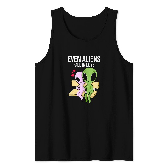 Aliens UFO Fall In Love Girlfriend Boyfriend Tank Tops