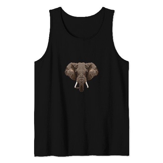 Elephant Mammal Face Big And Tall Elephant Wildlife Animal Head Tank Tops