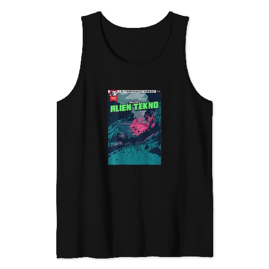Aliens UFO TEKNO ALIEN VINYL RAVE DJ Tank Tops