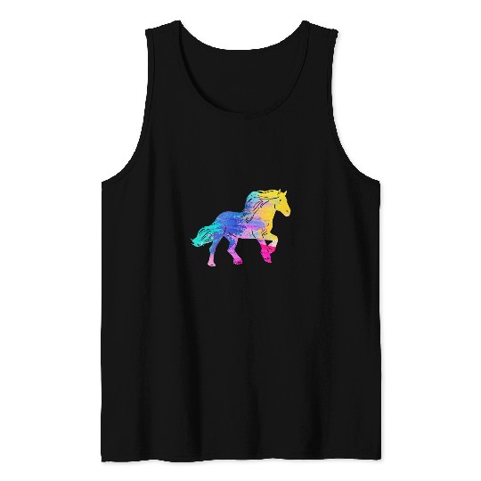 Horse Pet Geometric Pop Art Horse Equestrian Pony Rider Tank Tops