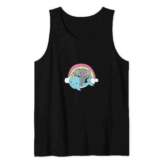 Elephant Mammal Narwhal Lover Cute Whale With Elephant Ocean Unicorn Kawaii Tank Tops