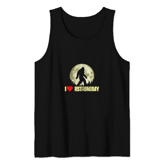 Bigfoot Pet I Love Astronomy Bigfoot Funny Full Moon Night Graphic Tank Tops