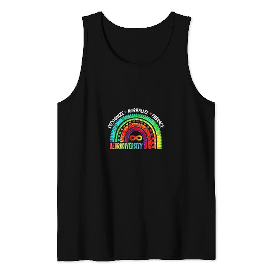 Autism Puzzle Month Neurodiversity Rainbow Tie Dye Tank Tops