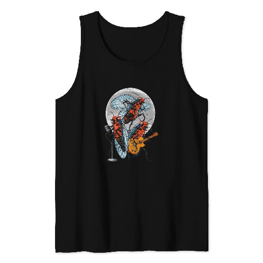 2024 Cicada Invasion Brood XII Three Cicadas Singing Insects Tank Tops