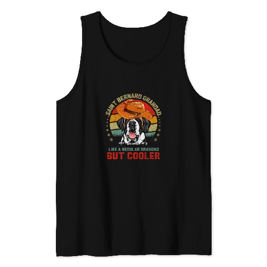 Retro Saint Bernard Grandad Like Regular Grandad but Cooler Tank Tops