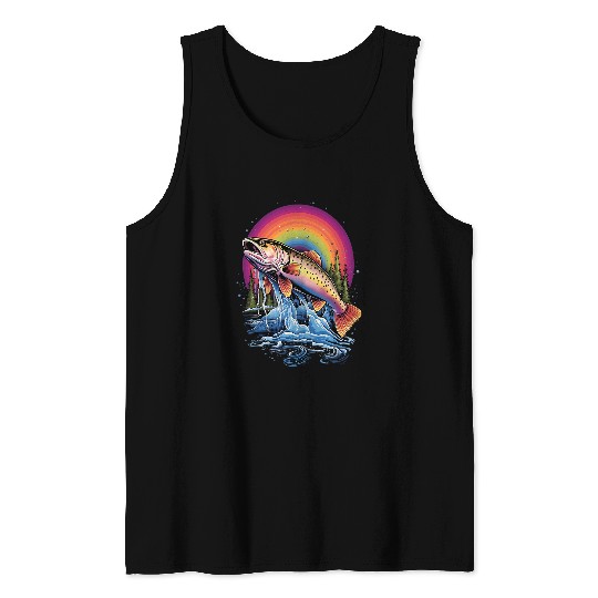Fishing Fun Fly Fishing Rainbow Trout Fish 8 Tank Tops