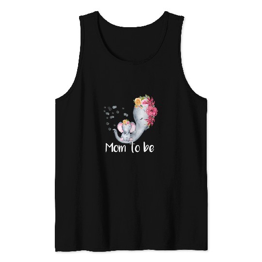 Elephant Mammal Mom To Be Elephant Baby Shower For Girl Floral Tank Tops