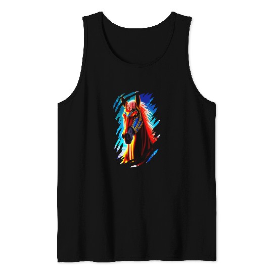 Horse Pet Horse A ripped and colorful design Funny Idea Tank Tops
