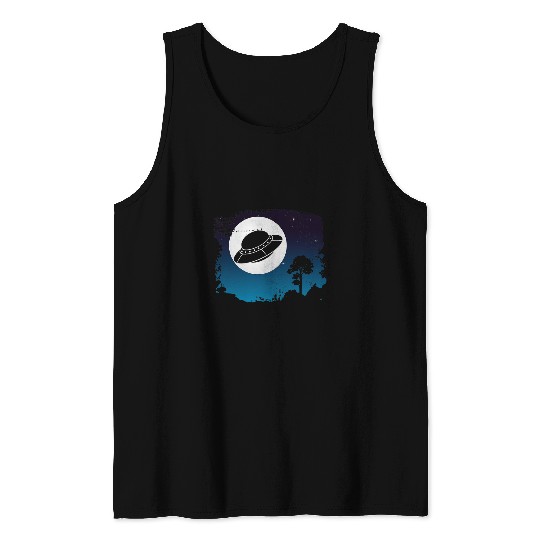 Aliens UFO Full Moon Unidentified Flying Object UFO Abduction Space UFO Tank Tops