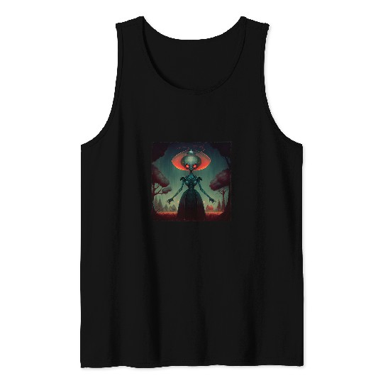 Aliens UFO Flatwoods Monster Braxie 1952 Creepy Alien Cryptid Legend 5 5 Tank Tops
