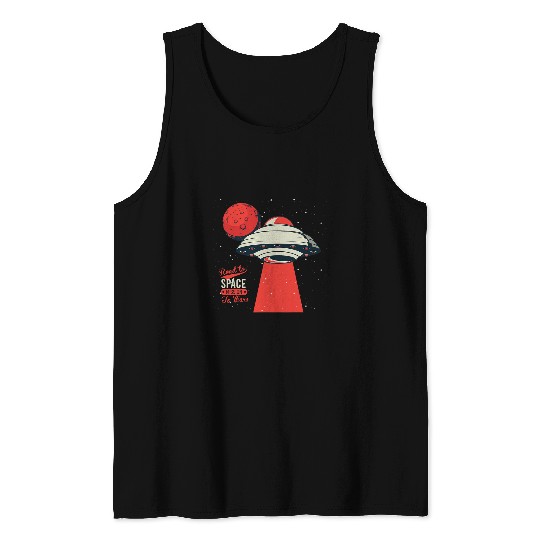 Aliens UFO Tee Road to Space Ufo Flying in Poster vintages Alien Mars Tank Tops