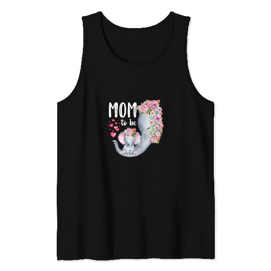 Elephant Mammal mom to be elephant baby shower floral Tank Tops