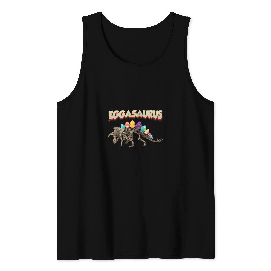 Dinosaur Pet Eggasaurus Stegosaurus Egg Funny Dinosaur Easter Boys Men 2 Tank Tops
