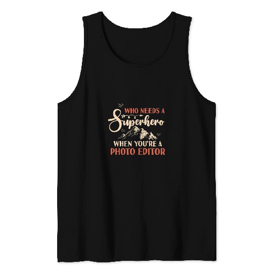 Funny Photo Editor Superhero vintages Tee For Men Dad Tank Tops