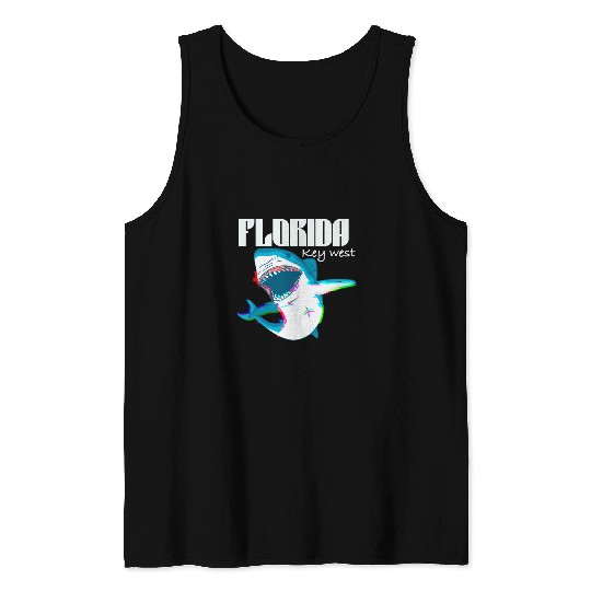 Fishing Fun Ocean Shark Fishing Key West Florida vintages shark Fishing Tank Tops