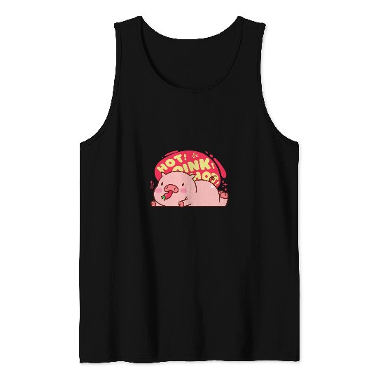Pig Pet Hot Oink Hot Pig Eating Pepper Cute Food Tank Tops