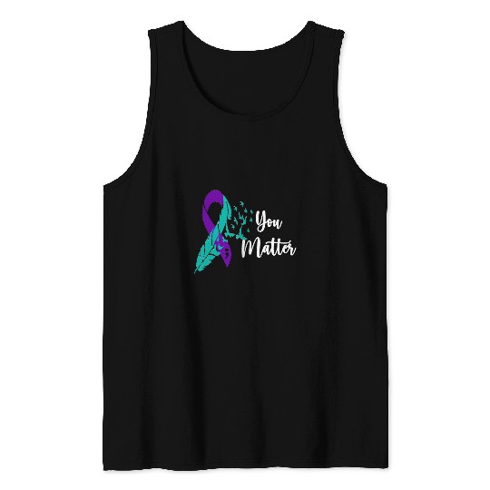suicides Prevention 988 Ribbon You Matter Ribbon Mental Health Tank Tops