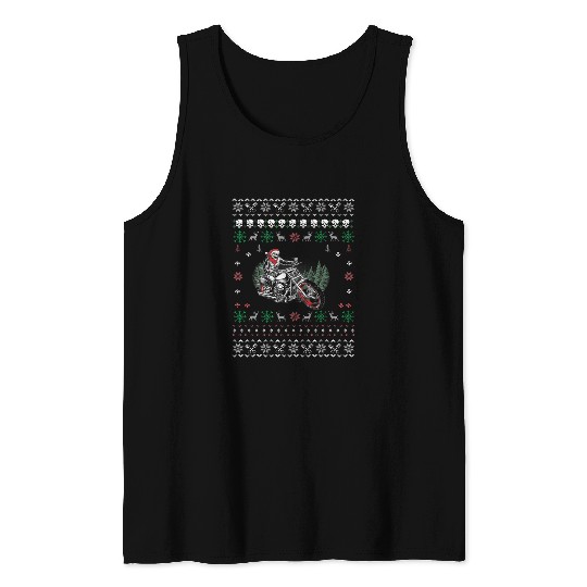 Biker Santa Motorcycle Fan Merry Christmas xmass Holidays 28 Tank Tops