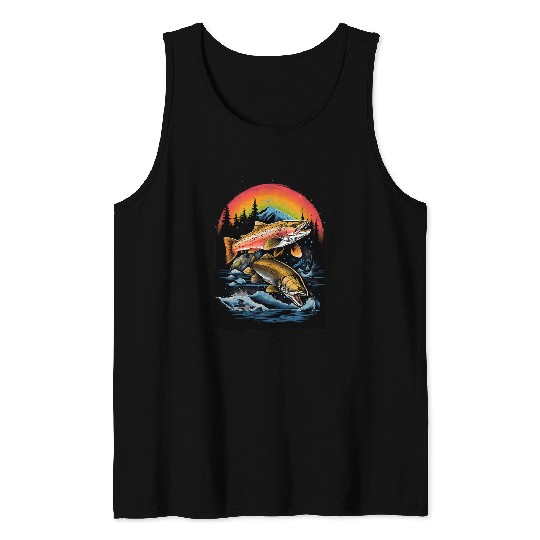 Fishing Fun Fly Fishing Rainbow Trout Fish 1 Tank Tops