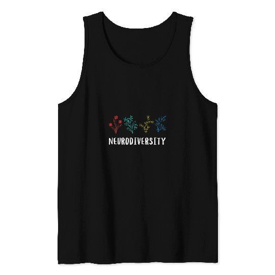 Autism Puzzle Month Neurodiversity ADHD Flowers Tank Tops