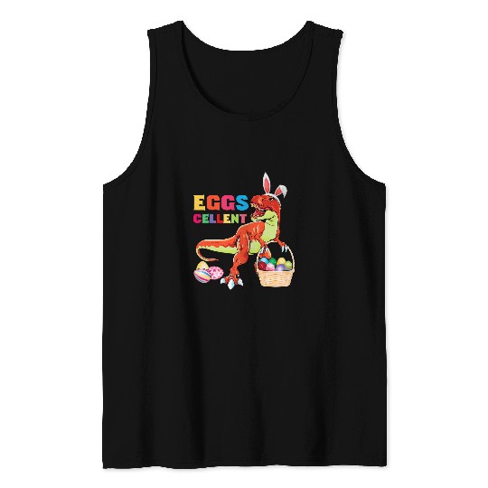 Dinosaur Pet Egg Excellent Roar Raptor Dinosaur Bunny Happy Easter Sunday Tank Tops