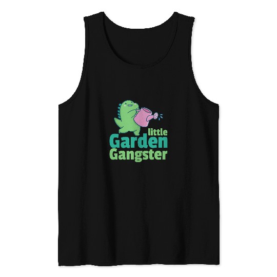 Dinosaur Pet Little Garden Gangster Cute Dinosaur Gardener Tank Tops