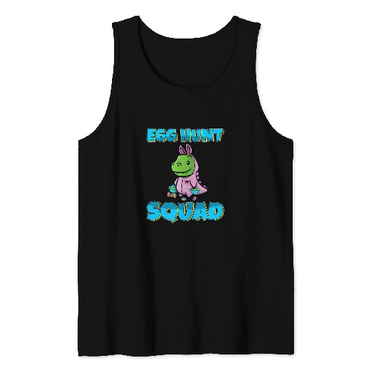 Dinosaur Pet Egg Hunt Squad Cute TRex Easter Eggs Hunting Tank Tops