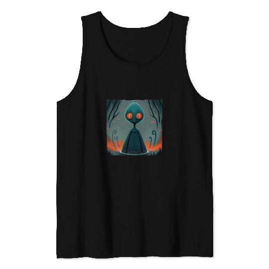 Aliens UFO Flatwoods Monster Braxie 1952 Creepy Alien Cryptid Legend Tank Tops