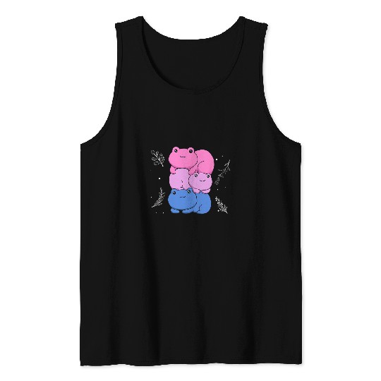 Frog Pet Cottagecore Aesthetic Kawaii Frog Pile Bisexual Pride Flag Tank Tops