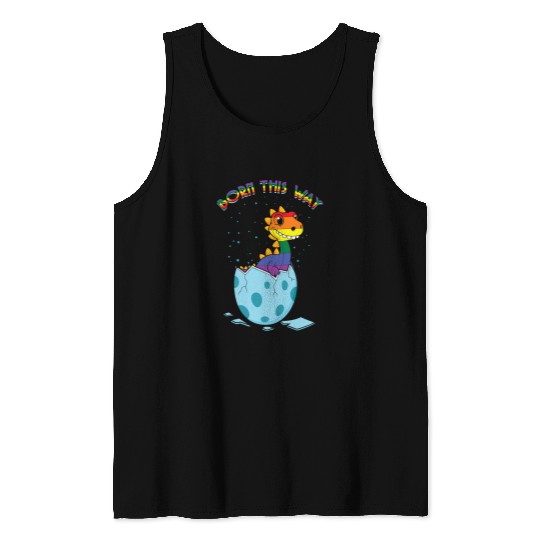 Dinosaur Pet LGBT Rainbow Dinosaur Born Gay Pride LGBTQ LGBT Pride Month Tank Tops