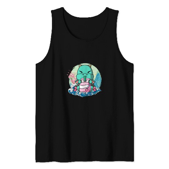 Dragon Pet Strawberry Milk Dragon Japanese Great Wave Kanagawa Tank Tops