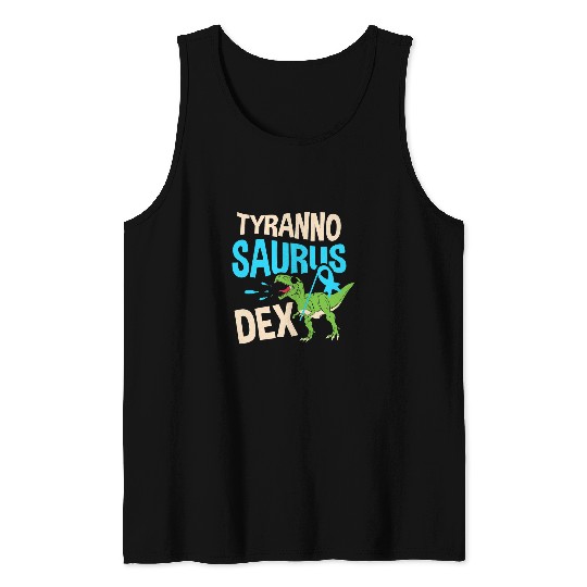 diabetess Ribbon Tyrannosaurus Dex diabetess Awareness T1D Dinosaur Lover Tank Tops