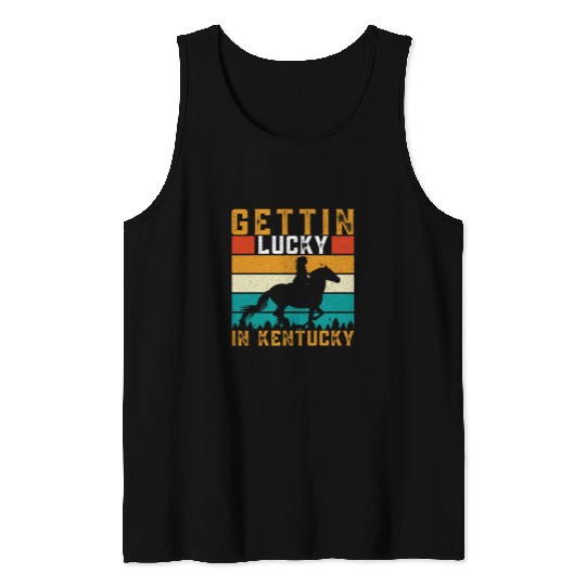 Horse Pet gettin lucky in kentucky 2derby 2horse racing Tank Tops