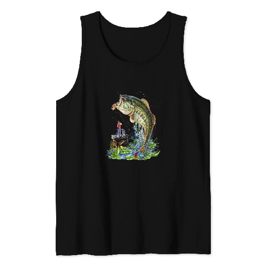 Fishing Fun Graphic graphic Large Mouth Bass Fish Tank Tops