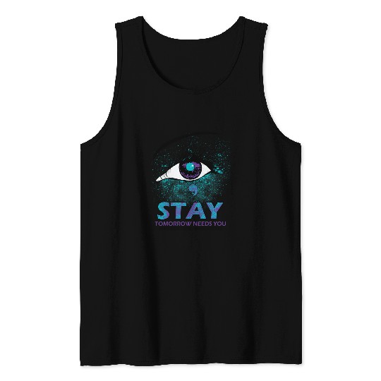 suicides Prevention 988 Ribbon Eye Stay Tomorrow Needs You Tank Tops