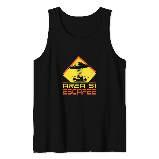Aliens UFO Flying Saucer Area 51 Escapee Tank Tops