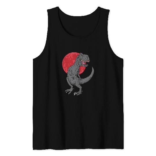 Dinosaur Pet TRex Lover Tyrannosaurus rexs Artistic Red Moon Tank Tops