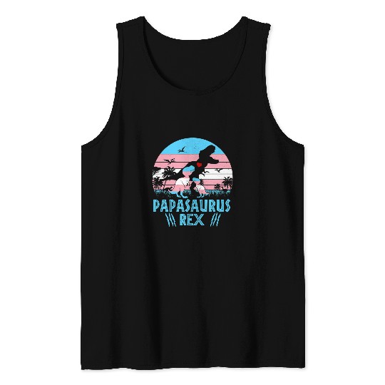 Dinosaur Pet LGBT Papasaurus LGBT Transgender Dad Trans Flag Rex Tank Tops