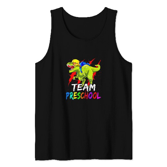 Dinosaur Pet Teacher Team Pre School Dinosaur T rexs Back To School Tank Tops