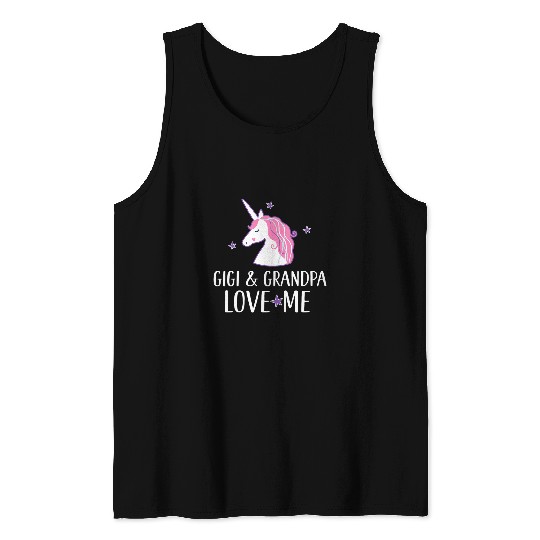 Unicorn Pet Kids Gigi and Grandpa Love Me Granddaughter Tank Tops