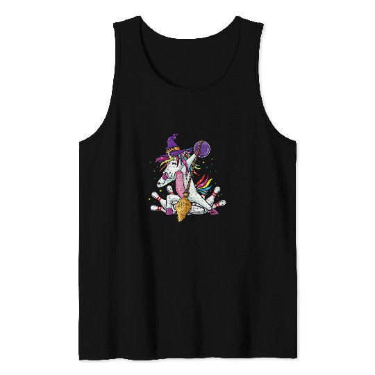 Sport Bowling Dabbings Bowling Witch Unicorns vintages Tank Tops