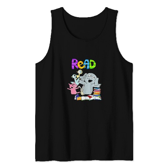 Elephant Mammal Funny Teacher Library Read Book Club Piggie Elephant Pigeons 2 7 Tank Tops