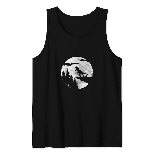 Dinosaur Pet TRex Night Sky Moon Dino Trex Tyrannosaurus Tank Tops
