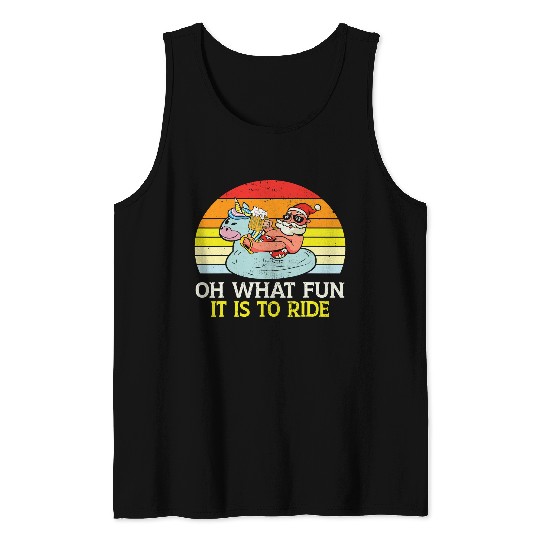 Unicorn Pet Funny Christmas In July Retro Santa Beach Summer Unicorn 114 Tank Tops