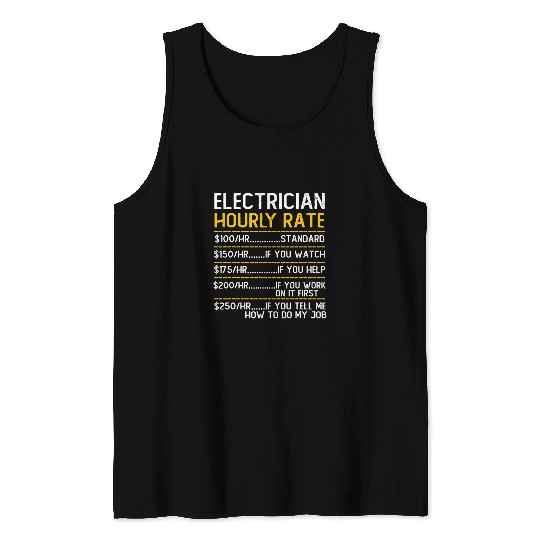 Electrician Hourly Rate Price Chart Labor Funny Handyman Tank Tops