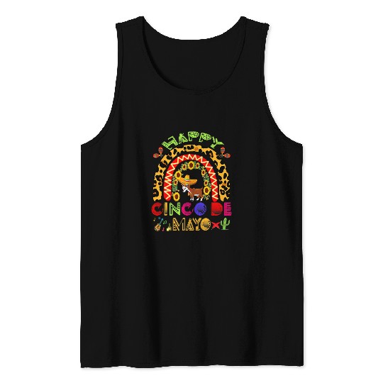 Goats Pet Happy Cinco De Mayo Funny Goats Wearing Sombrero Rainbow Tank Tops
