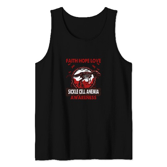 Dinosaur Pet Faith Hope Love SICKLE CELL ANEMIA Awareness Tank Tops