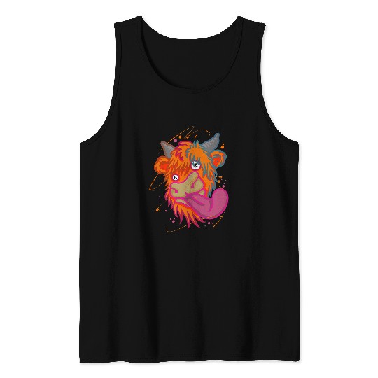 Cow Pet Scottish Highland Cow Cattle Cow Whisperer Farming 01 Tank Tops