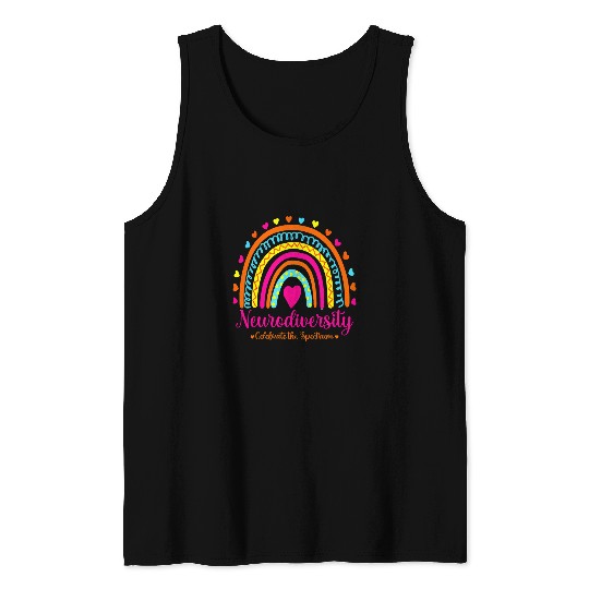 Autism Puzzle Neurodiversity Autism Awareness ADHD Rainbow Tank Tops